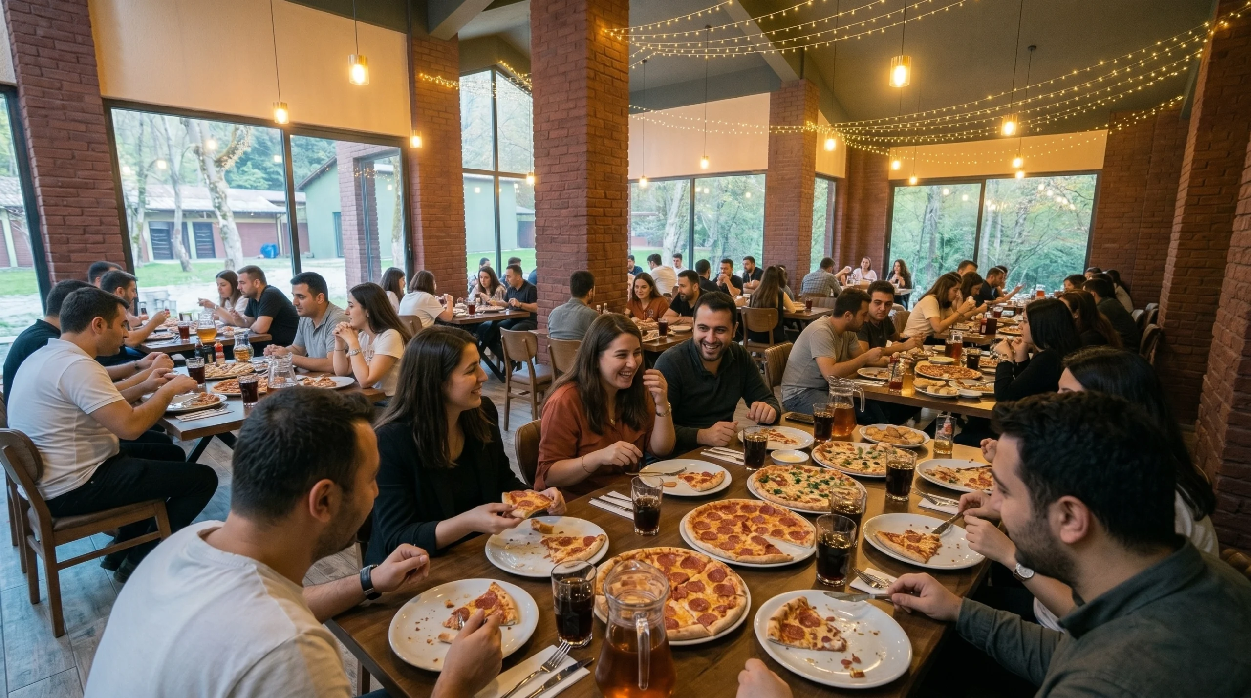 Kocaeli İzmit Doğa Orman Park bünyesinde, doğa ile iç içe kapalı restoranda düzenlenen kurumsal şirket yemekleri ve toplu grup organizasyonu.