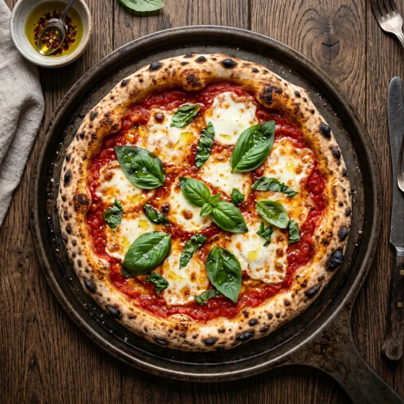 Taze mozzarella peyniri ve özel domates sosuyla hazırlanan nefis Margherita pizza Doğa Orman Park'ta
